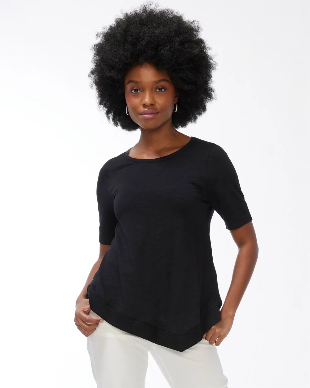 Asymmetrical Hem Slub Tee