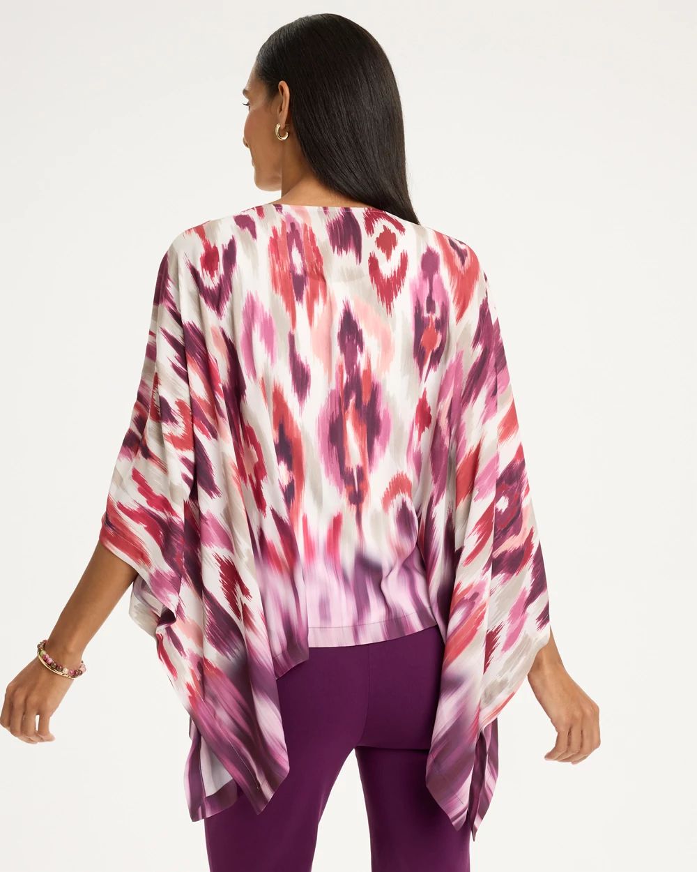 Sunset Printed Crepe Poncho click to view larger image.