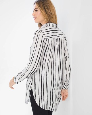 Striped Button Side Tie-Front Shirt