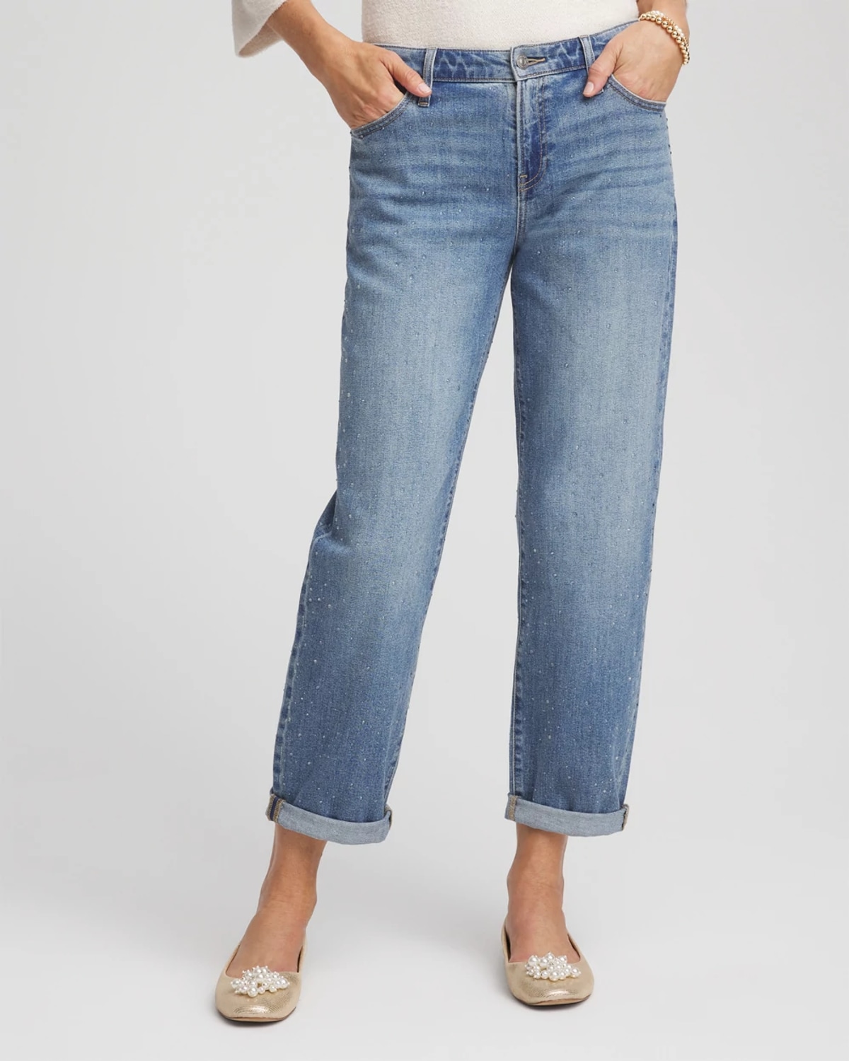 Chico's Dewdrop Boyfriend Cropped Jeans In Oslo Indigo In Blue