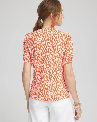 Dots Gathered Elbow Sleeve Tee