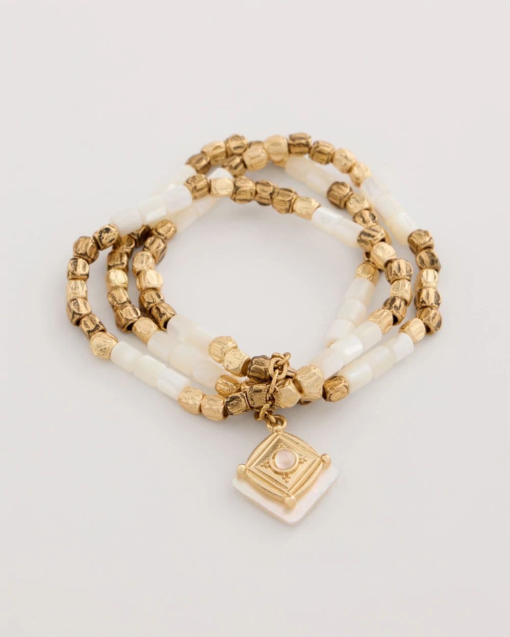 Set of 3 Pearl Treasure Stretch Bracelets click to view larger image.