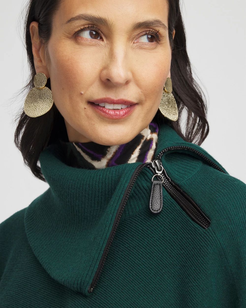 Split Neck Sweater Poncho