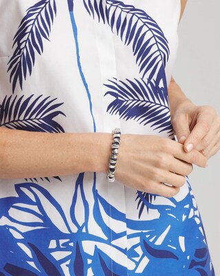 Blue Lapis Silvertone Beaded Bracelet click to view larger image.