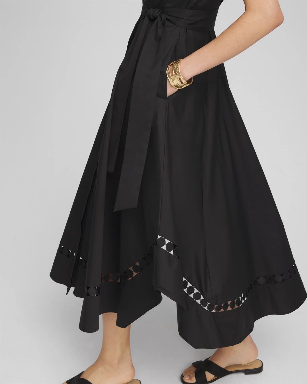 Poplin Circle Trim Maxi Shirtdress