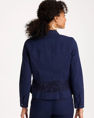 Poplin Cotton Lace Peplum Jacket click to view larger image.