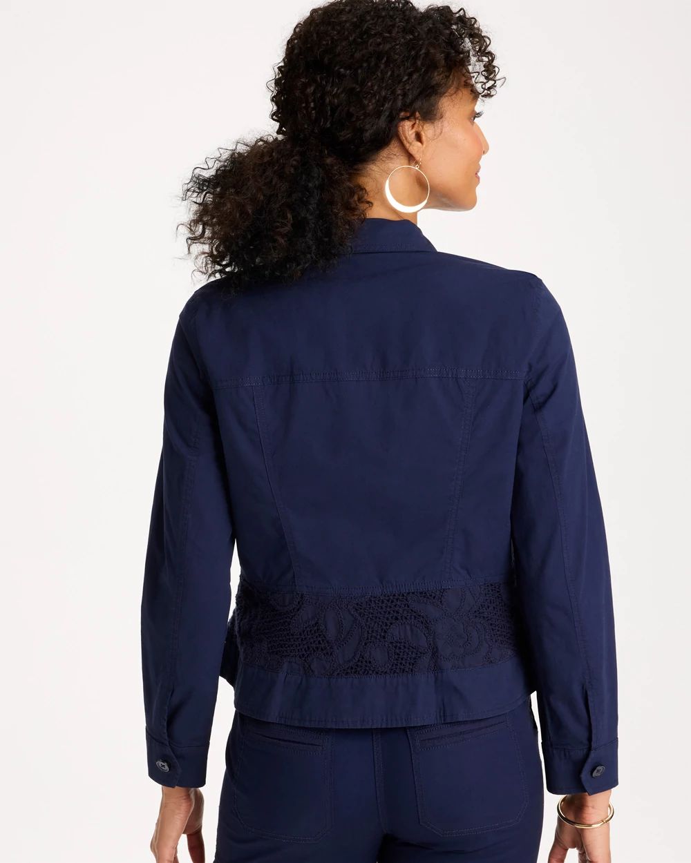 Poplin Cotton Lace Peplum Jacket