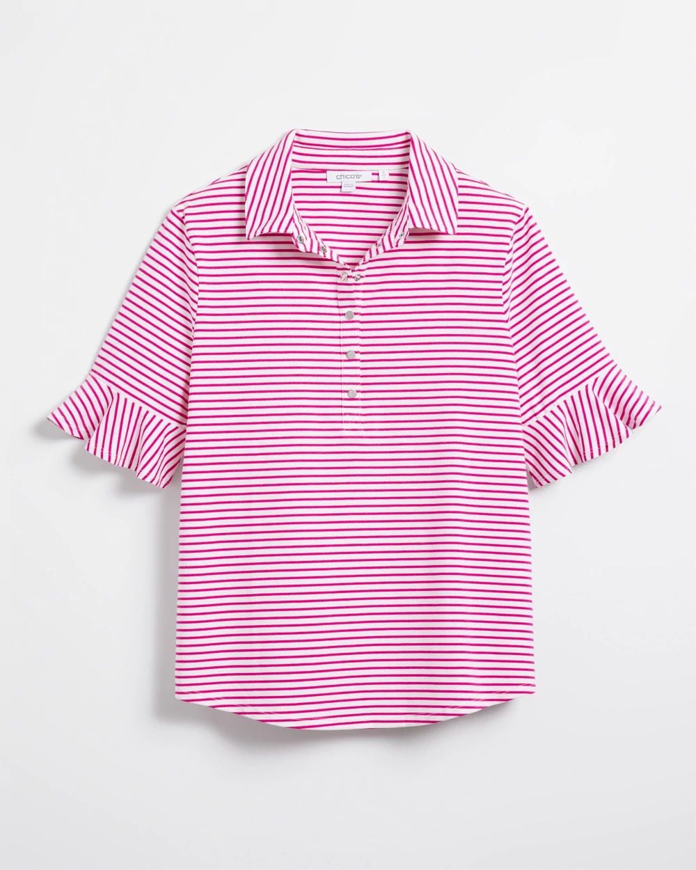 Zenergy® UPF Knit Stripe Ruffle Polo click to view larger image.