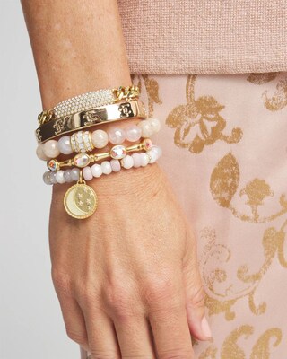 Gold Tone Stone Cuff Bracelet