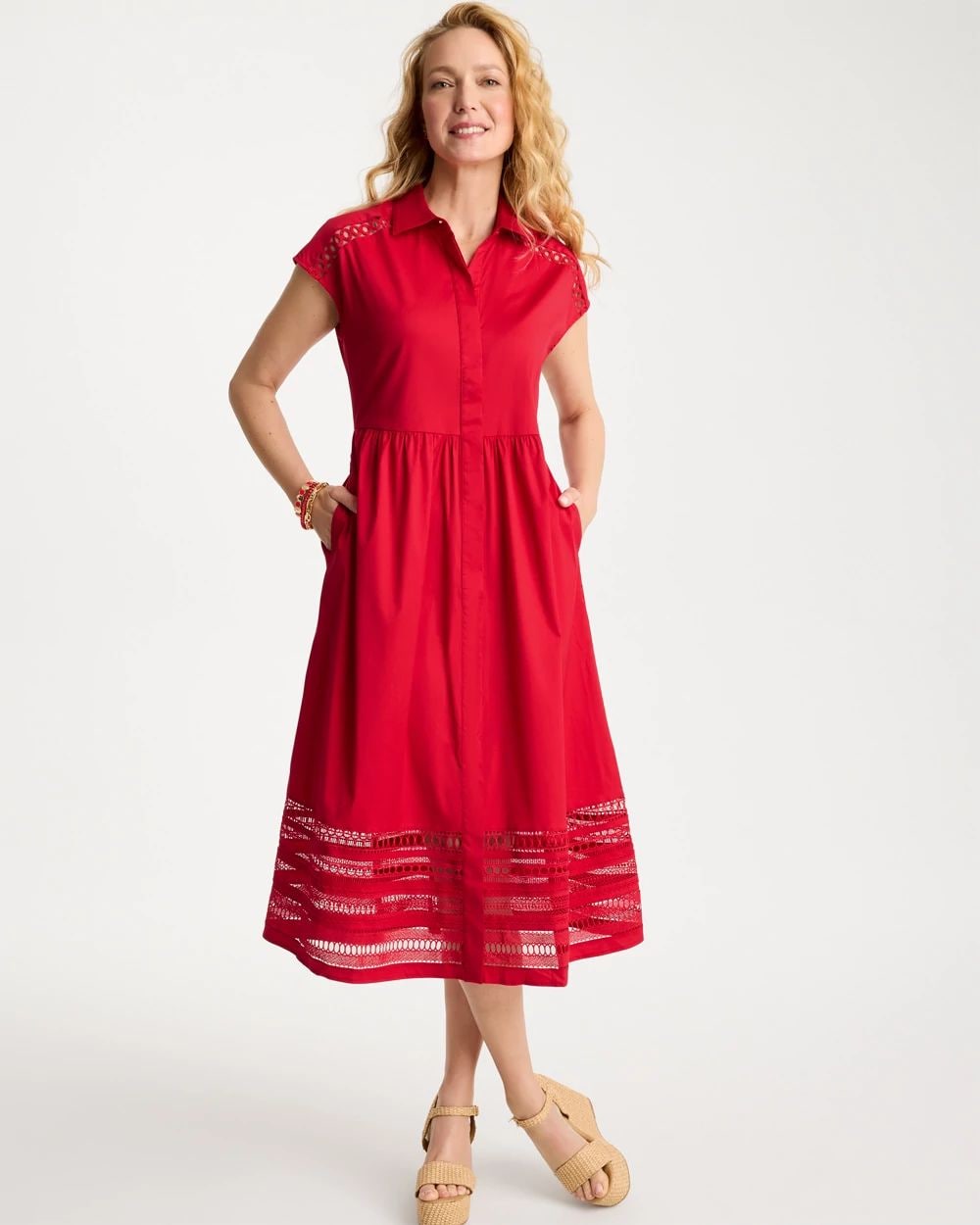 Cotton-Stretch Midi Shirtdress