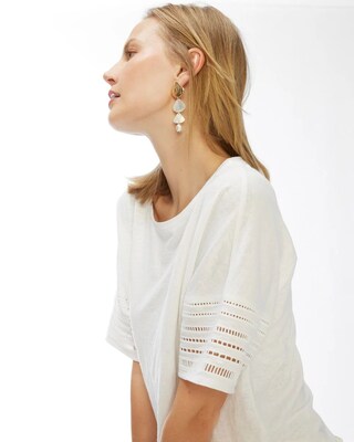 Linen-Blend Cutwork Tee