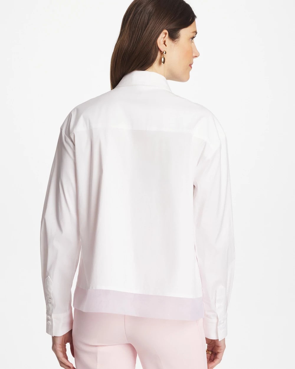 Poplin Organza Collared Shirt