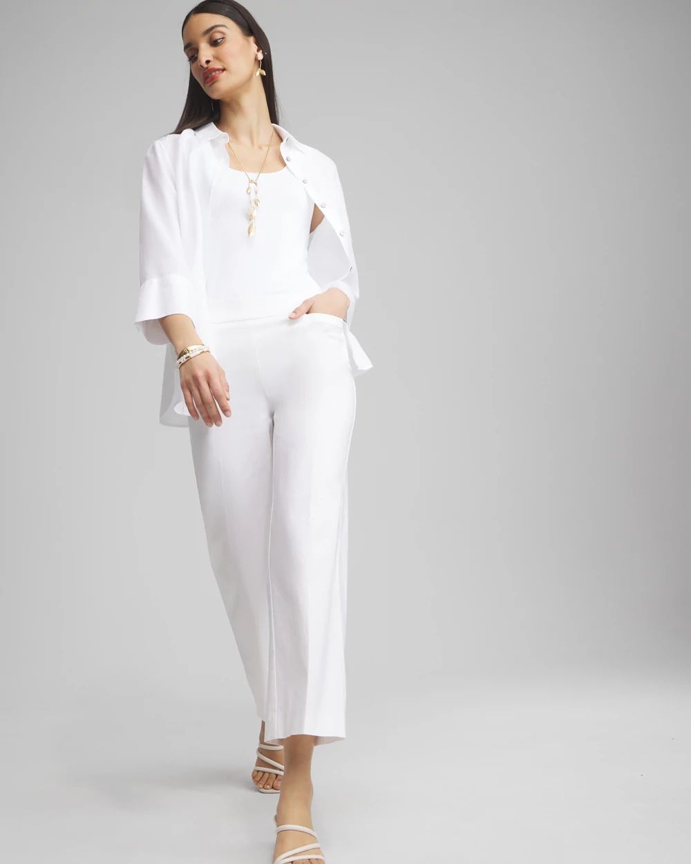 Petite Brigitte Wide Leg Cropped Pants