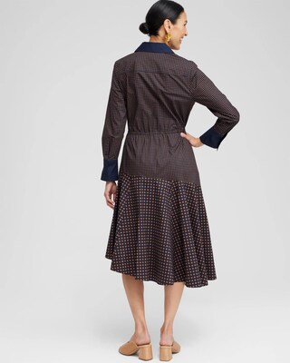 Asymmetrical Mixed Print Shirt Dress