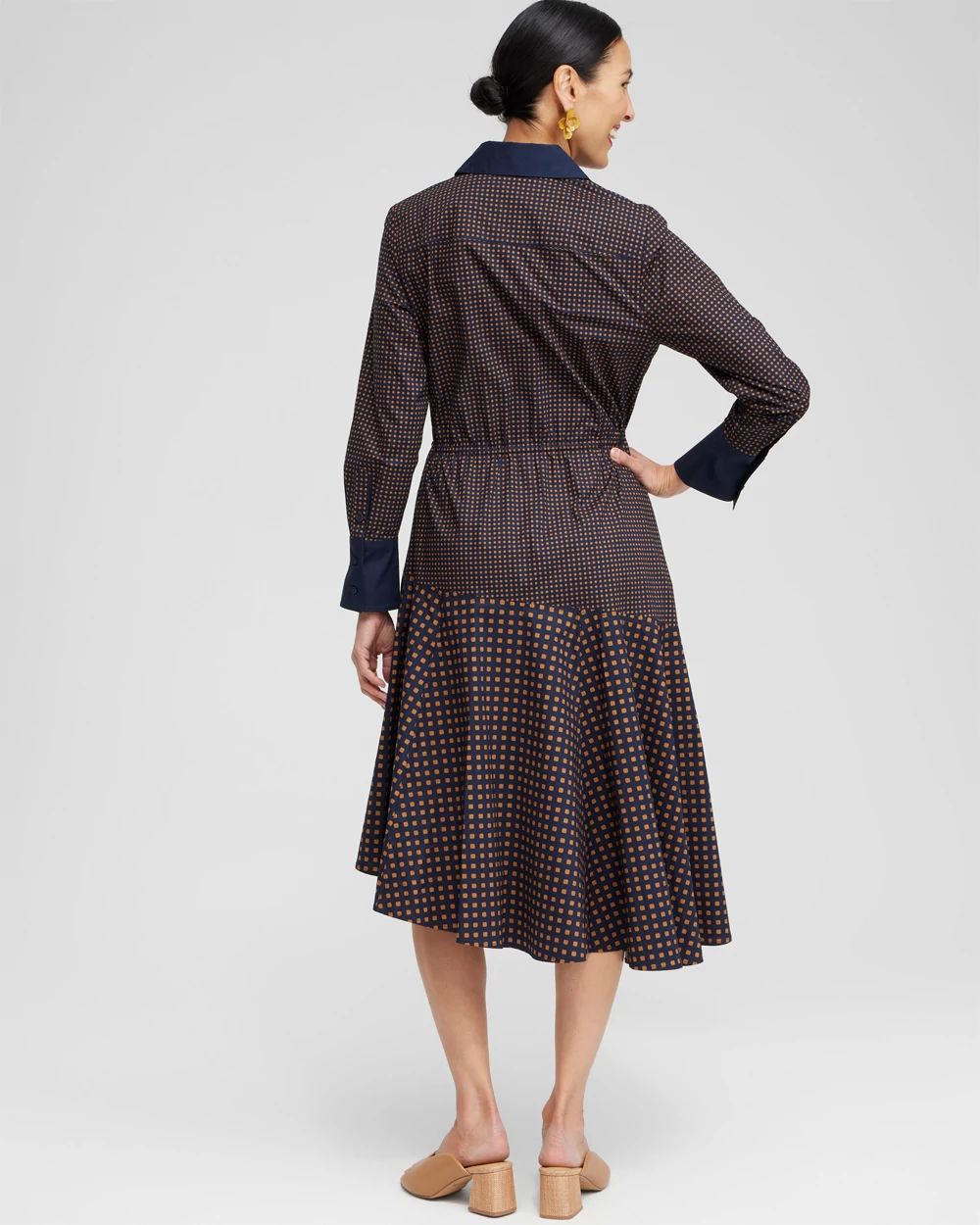 Asymmetrical Mixed Print Shirt Dress