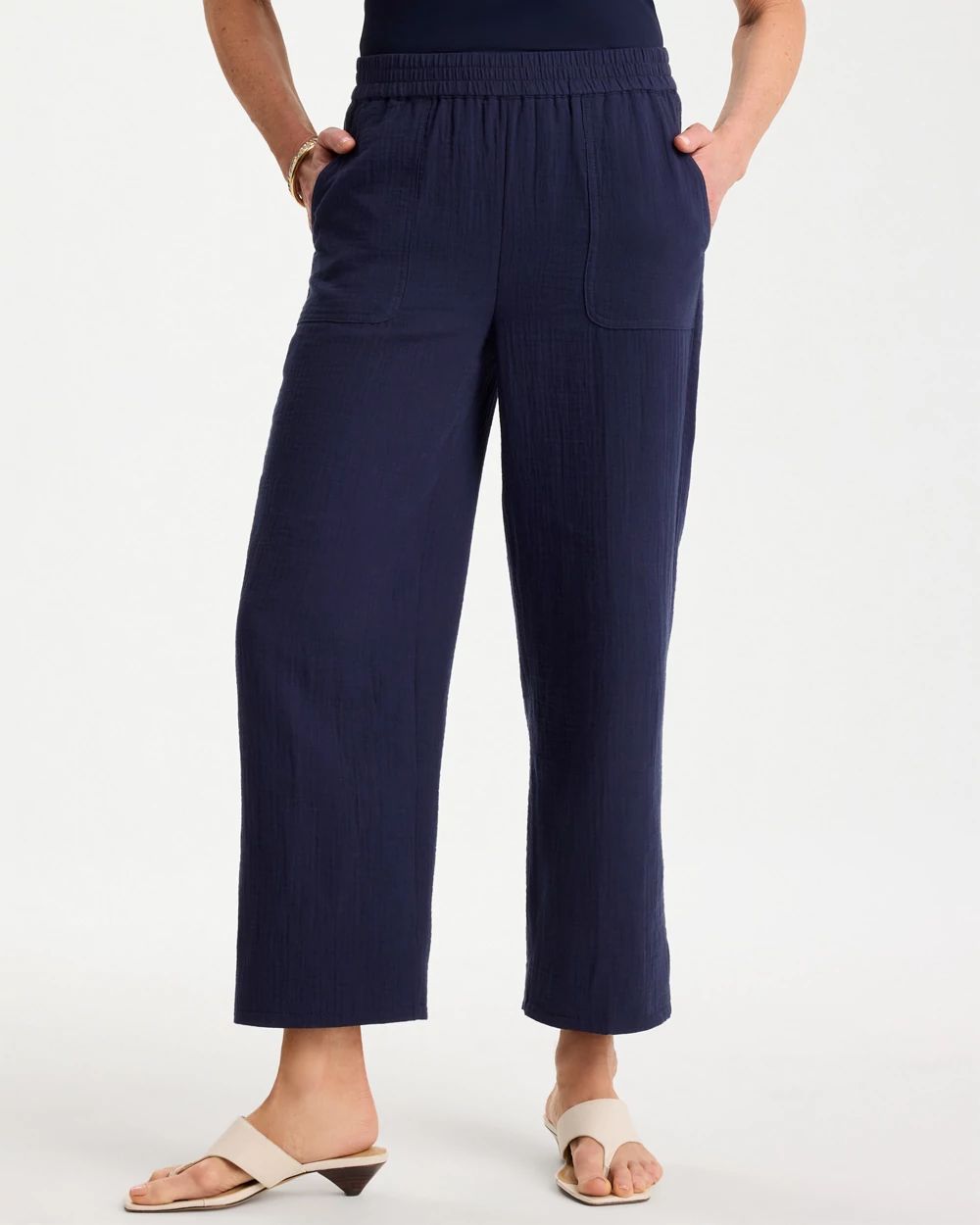 Petite Cotton Gauze Tapered Crop Pant