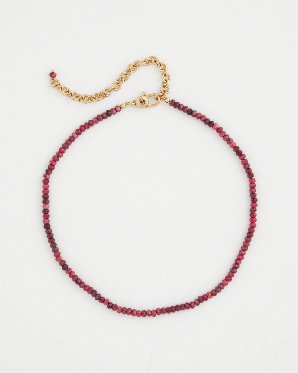 Rhodonite Stone Beaded Short Necklace