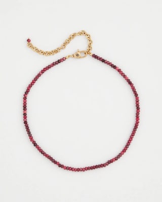 Rhodonite Stone Beaded Short Necklace