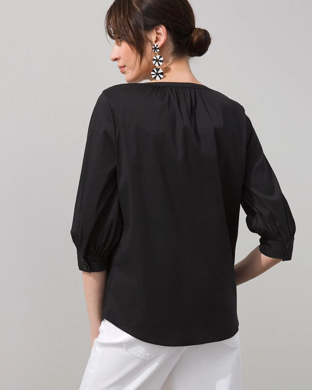 Poplin Lace-up Peasant Top