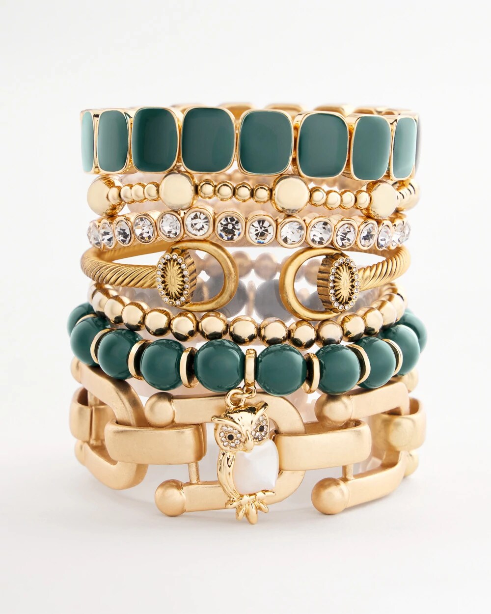 Resin Goldtone Square Stretch Bracelet