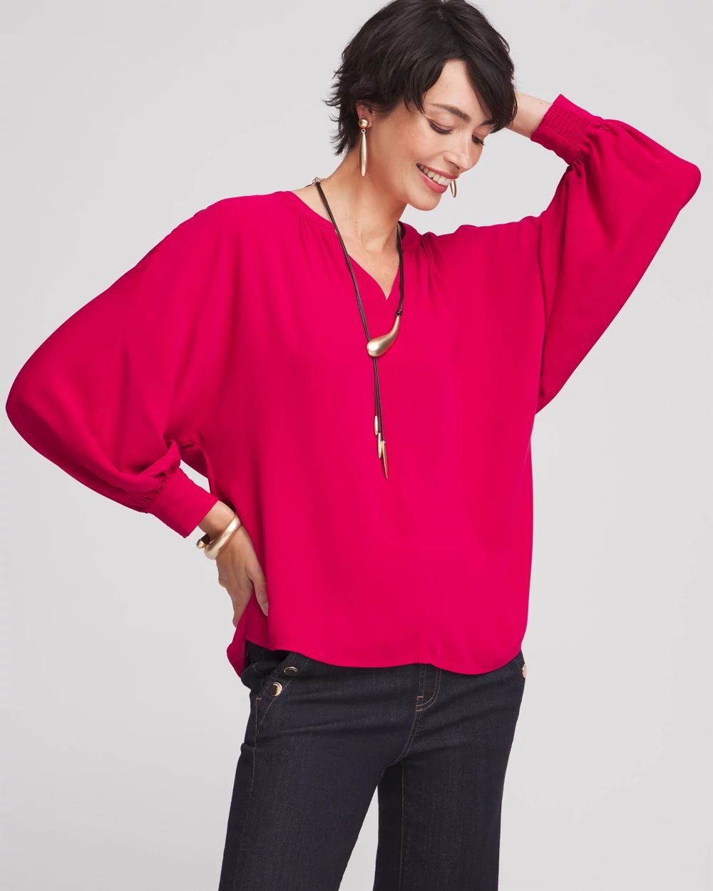 Satin Dolman Sleeve Top