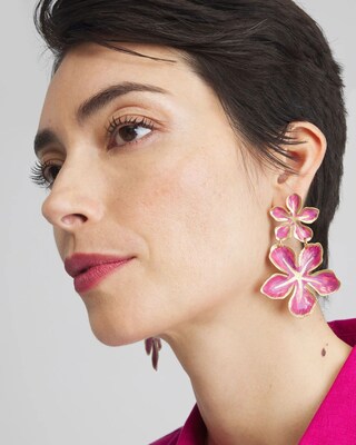 No Droop™ Magenta Flower Earrings