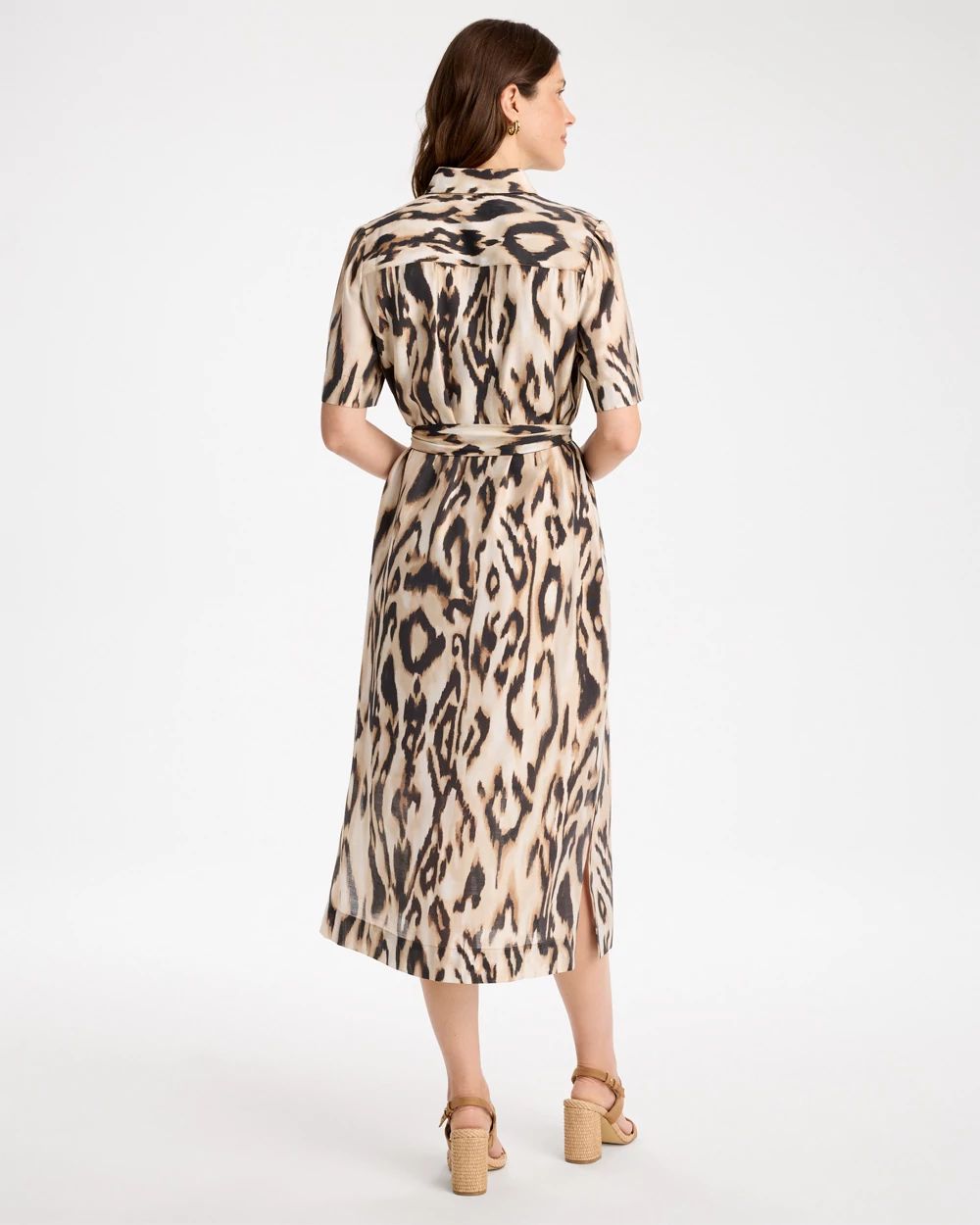 Ikat Printed Knee Length Shirtdress click to view larger image.