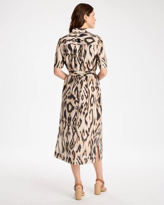 Ikat Printed Knee Length Shirtdress click to view larger image.