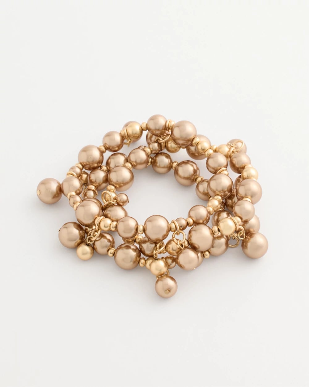 Mocha Faux Pearl Stretch Bracelet Set of Three