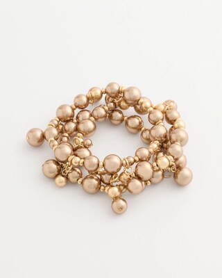 Mocha Faux Pearl Stretch Bracelet Set of Three click to view larger image.