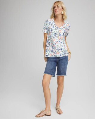 Floral Slub V-Neck Tee click to view larger image.