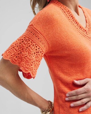 Pointelle Knit Pullover Sweater