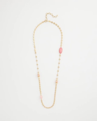Pink Accent Long Single Strand Necklace