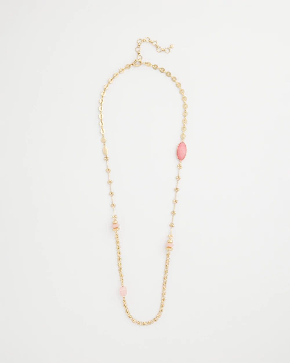 Pink Accent Long Single Strand Necklace