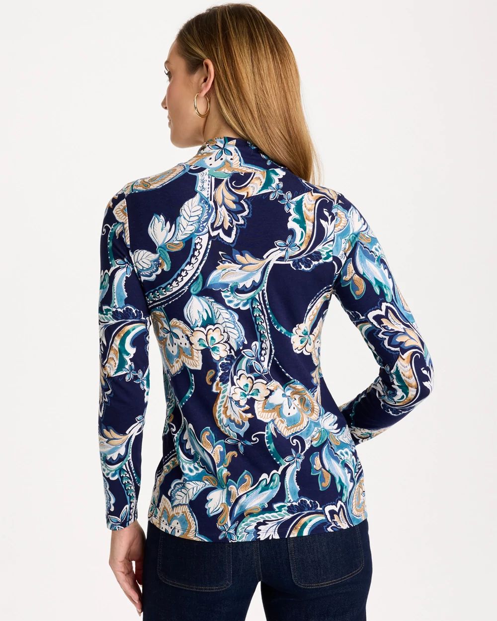 Touch of Cool™ Floral Mockneck Layering Tee click to view larger image.