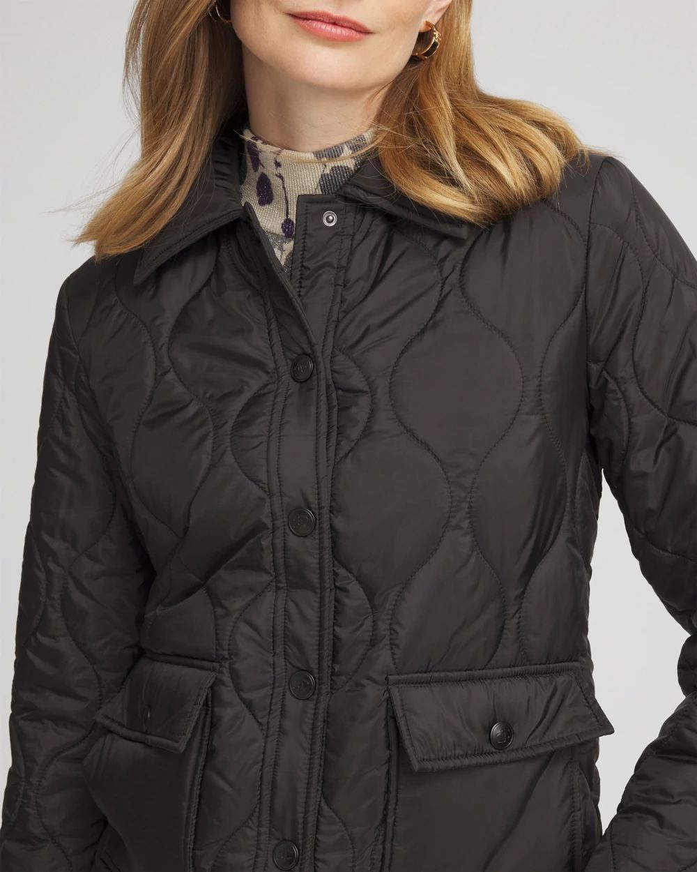 Faux Nylon Quilted Jacket
