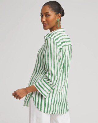 No Iron™ Linen Stripe 3/4 Sleeve Shirt