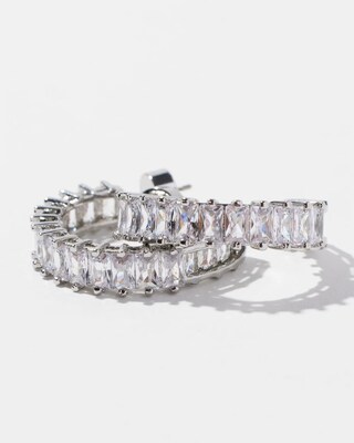 Cubic Zirconia Baguette Hoops