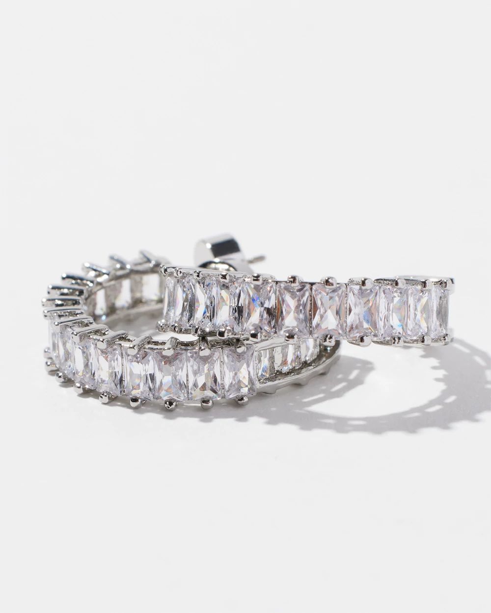 Cubic Zirconia Baguette Hoops