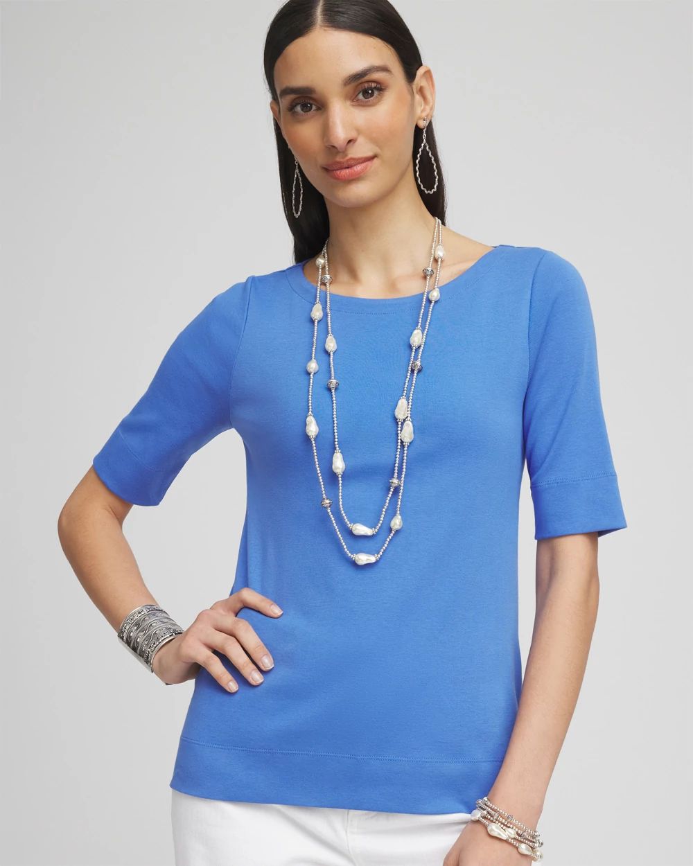 Pima Cotton Bateau-Neck Tee
