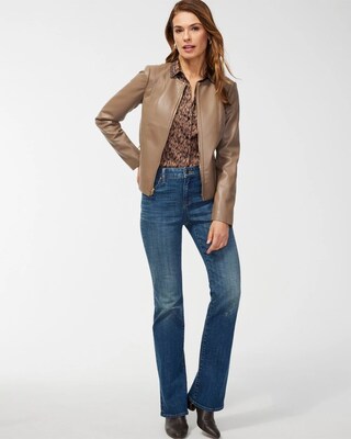 Faux Leather Knit Detail Jacket