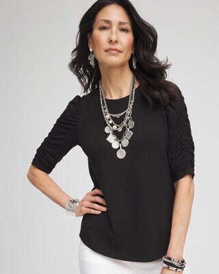 Ruched Sleeve Knit Tee