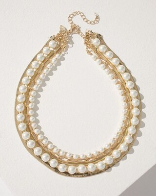 White Faux Pearl Necklace