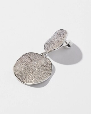 Silver Tone Pavé Drop Earrings