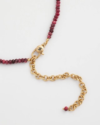Rhodonite Stone Beaded Short Necklace click to view larger image.