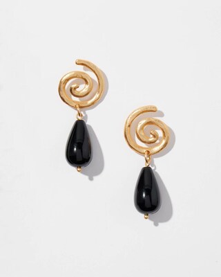 Onyx Swirl Drop Earrings