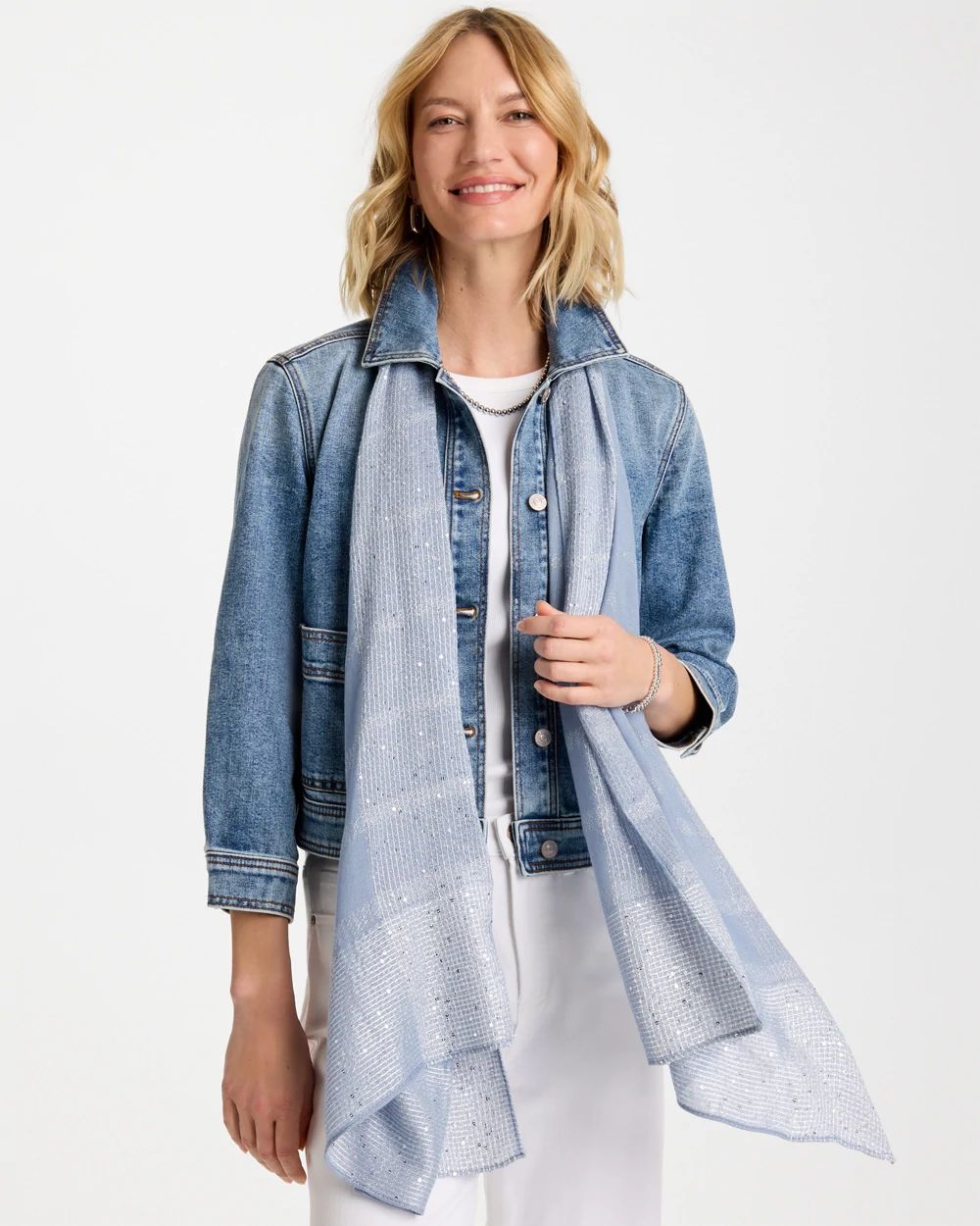 Lurex Trim Oblong Scarf