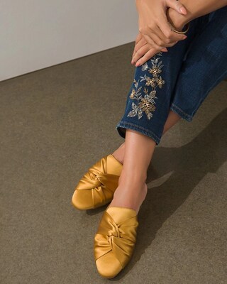 Pleated Satin Mules