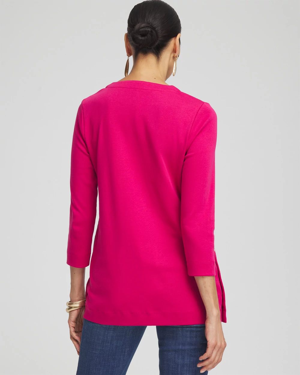 V-neck Button Detail Tunic