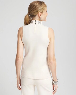 Embellished Mock Neck Sweater Tank